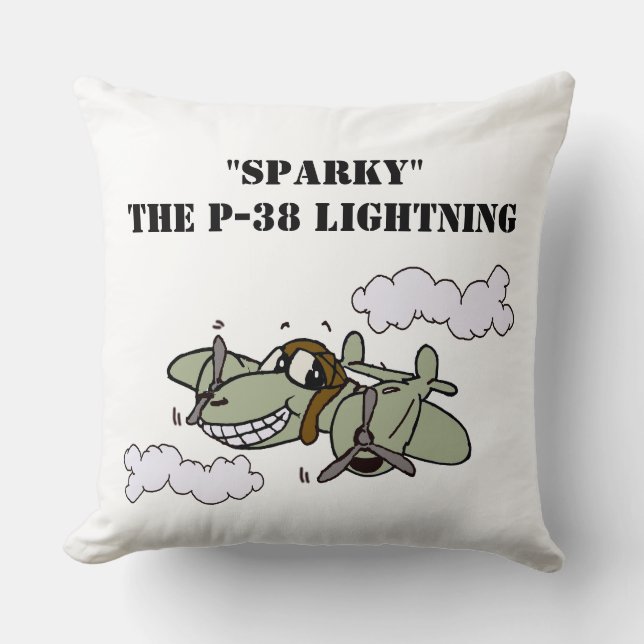 Sparky de P-38 Kussen (Voorkant)