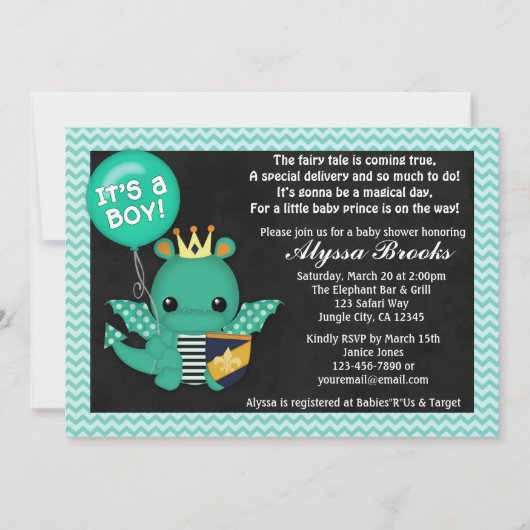Sparky Dragon Baby Shower Invitations Garçons #197 (Devant)