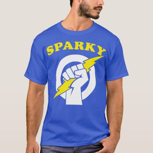 Sparky, grappige elektricien t-shirt (Voorkant)
