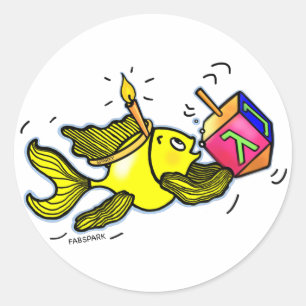 Sparky Hanuka Fish - Comic Cure Tekening Gift Ronde Sticker