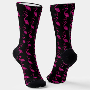 Sparly flamingo Roze glitterpatroon zwart Sokken