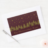 Sparly Gold kerstboom, maan, sterren op rood Rechthoekige Sticker (Envelop)