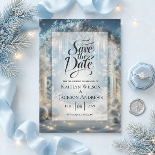 Sparrelende Besneeuwde Bos Huwelijk Save The Date