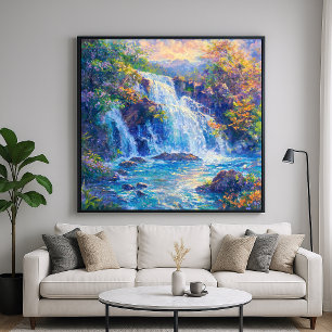 Sparrelende Waterval - Impressionistische Schilder Poster