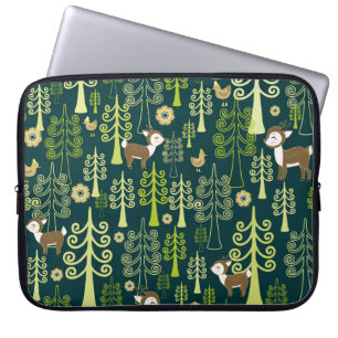 sparrenbomen, hertenmotief. laptop sleeve