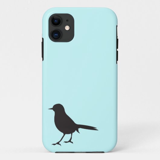 Sparrow bird black & white silhouette blue Case-Mate iPhone case (Achterkant)