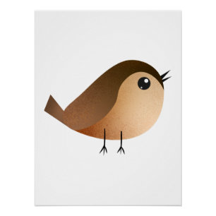 Sparrow Bird Cartoon Perfect Poster