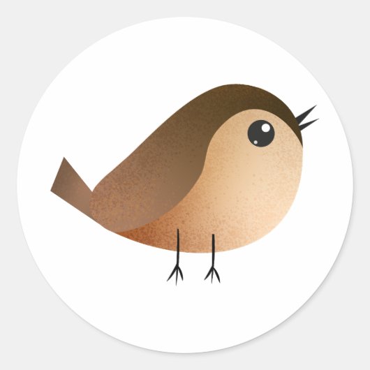 Sparrow Bird Cartoon Ronde Sticker (Voorkant)