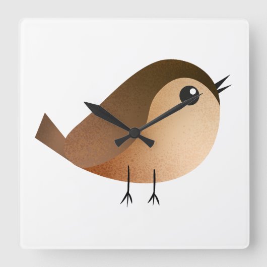 Sparrow Bird Cartoon Vierkante Klok (Voorkant)