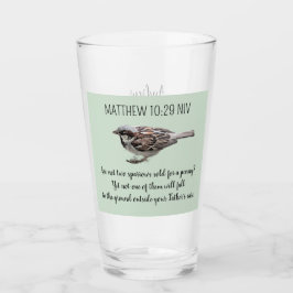 Sparrow Bird Cast Your Cares Bijbelvers Groen Glas