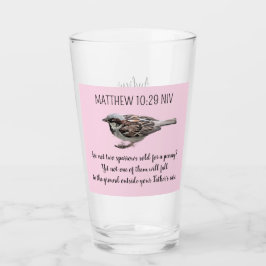 Sparrow Bird Cast Your Cares Bijbelvers Roze Glas