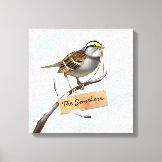 Sparrow Bird Pas Naam aan Canvas Afdruk (Voorkant)