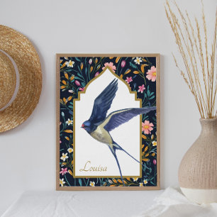 Sparrow Bird Woodland Meadow Maximalist Perfect Poster