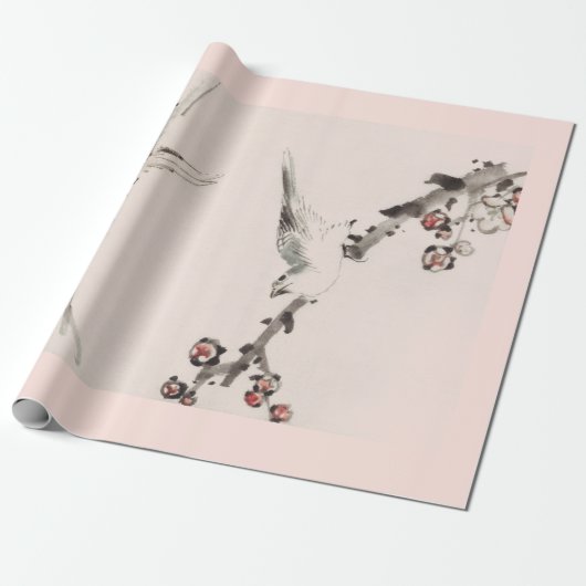 SPARROW CHERRY BLOSSOM Wrapping Paper Cadeaupapier (Uitgerold)