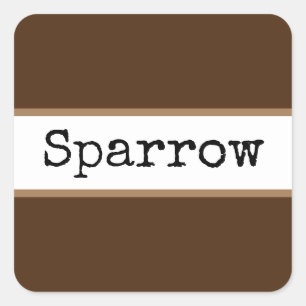 SPARROW Cocoa Brown White Stripes Retro Tekst Vierkante Sticker