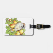 Sparrow on a apricot tak bagagelabel (Voorkant horizontaal)