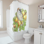 Sparrow on a apricot tak douchegordijn (In situ)