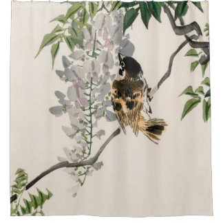 Sparrow on a branch van Kōno Bairei Douchegordijn