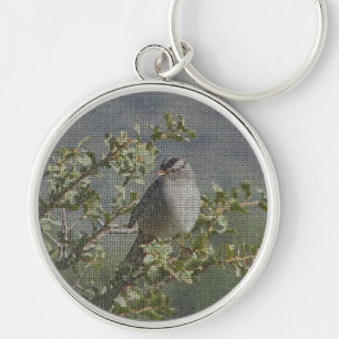 Sparrow on Branch Photo Birdwatcher Mosaic Bird Sleutelhanger