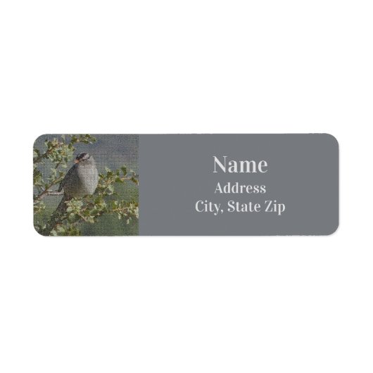 Sparrow on Branch Photo Mosaic Pattern Natuur Etiket (Voorkant)
