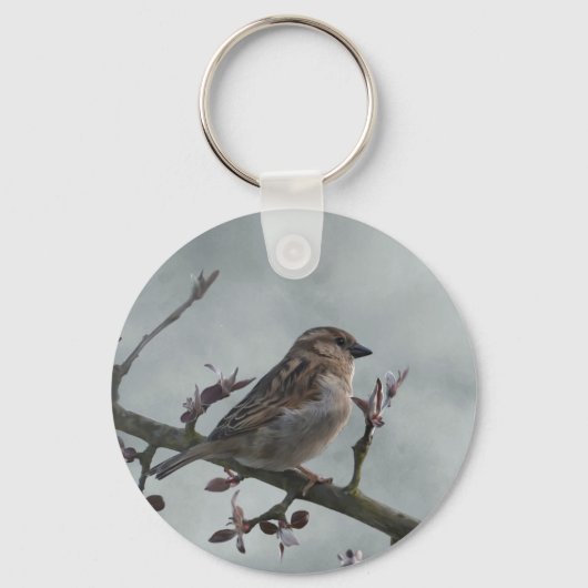 Sparrow on Branch Sleutelhanger (Voorkant)