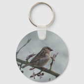 Sparrow on Branch Sleutelhanger (Achterkant)