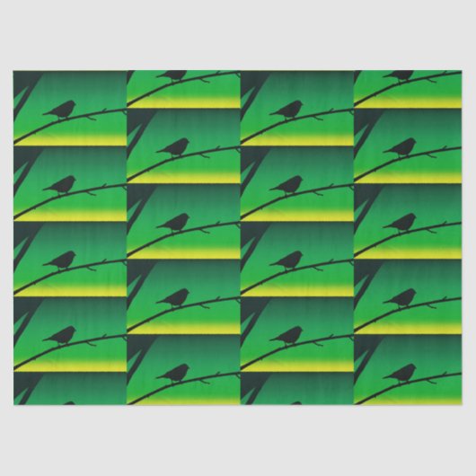 Sparrow Silhouette op Limonene Tissuepapier (Voorkant)