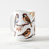"Sparrow Soiree" Aquarelle Artisan Café Mug (Devant gauche)