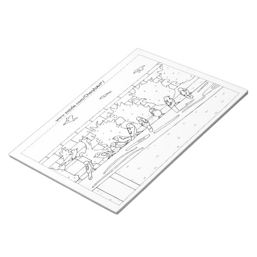 Sparrows Birds Sitting on Rail Outline Colour Notitieblok (Schuin)