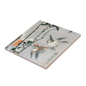 Sparrows en Camellia op sneeuw door Ando Hiroshige Tegeltje (Zijkant)