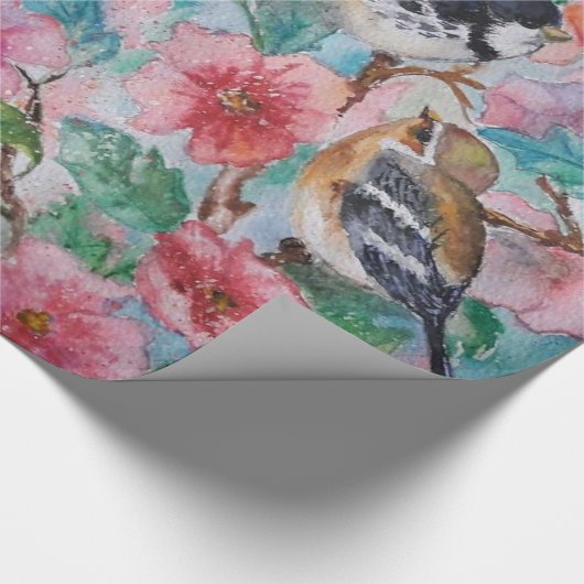 Sparrows Gift Wrapping Paper Spring Design Cadeaupapier (Hoek)