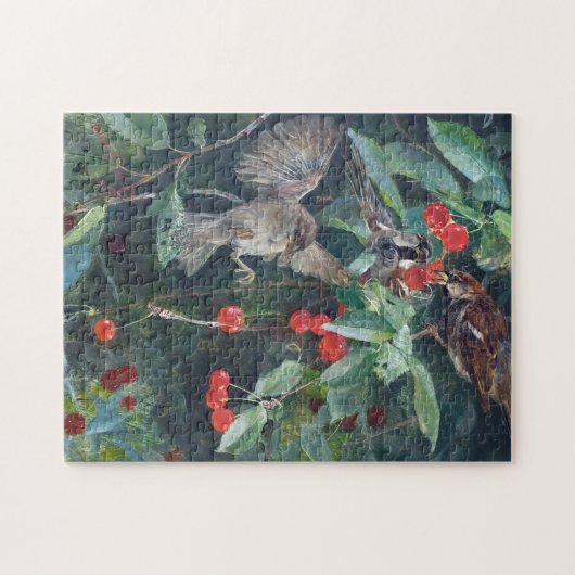 Sparrows in a Cherry Tree, Bruno Liljefors Legpuzzel (Horizontaal)