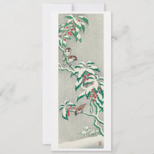 Sparrows op een sneeuwtak feestdagenkaart