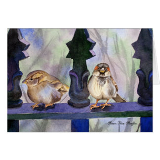 Sparrows op het hek.