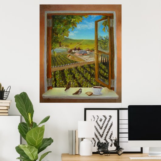 Sparrows op het venster poster (Thuiskantoor)