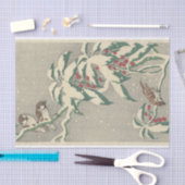 Sparrows op Snowy Currant Struik van Ohara Koson Tissuepapier (Craft)