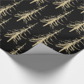 Sparse Gold Pine-bomen op zwarte elegant Cadeaupapier (Hoek)