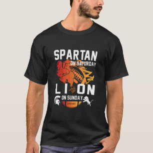 Spartaan op zaterdag Leeuw op zondag Grappige vrou T-shirt