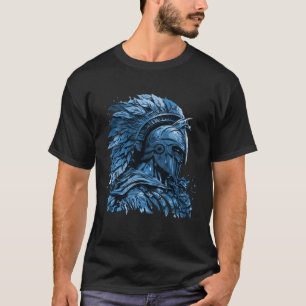 Spartaanse Helm Blauwe Gym Gladiator Warrior Mytho T-shirt