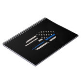 Spartaanse helm blauwe lijn vlag notitieboek (Linkerzijde)