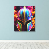 Spartaanse helm canvas Print (Insitu (Houten vloer))