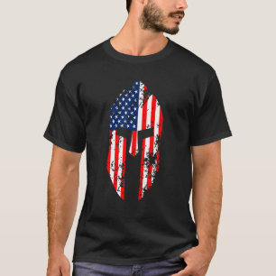 Spartaanse helm met de Amerikaanse vlag 4 juli T-shirt