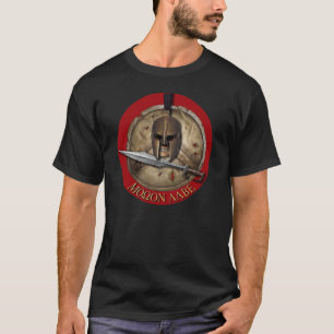 Spartaanse helm Molon Labe Rood achtergrond T-shir T-shirt