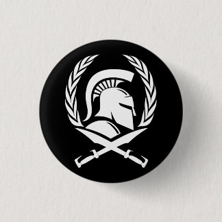 Spartaanse helmkrans en zwaard ronde button 3,2 cm