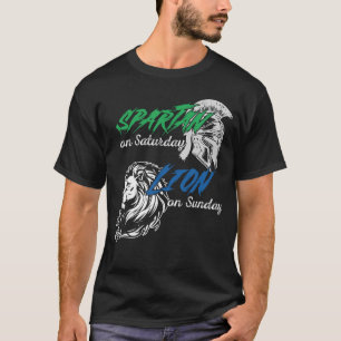 Spartaanse op zaterdag Leeuw op zondag Leuke vinta T-shirt