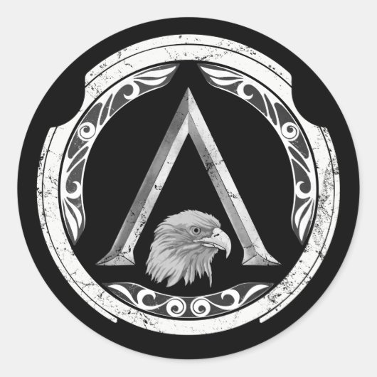 Spartan Eagle Greek Shield Classic Round Sticker (Devant)