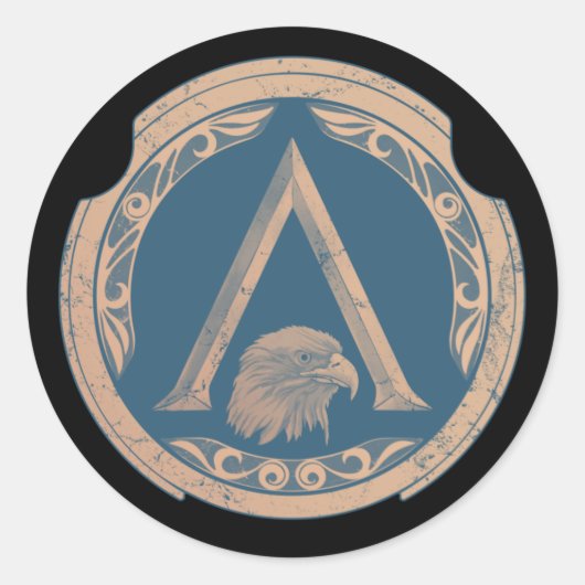 Spartan Eagle Greek Shield Classic Round Sticker (Devant)