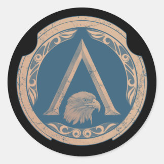 Spartan Eagle Greek Shield Classic Round Sticker