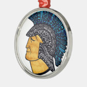 Spartan Head - Blue Metalen Ornament (Links)