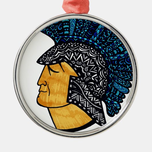 Spartan Head - Blue Metalen Ornament (Voorkant)